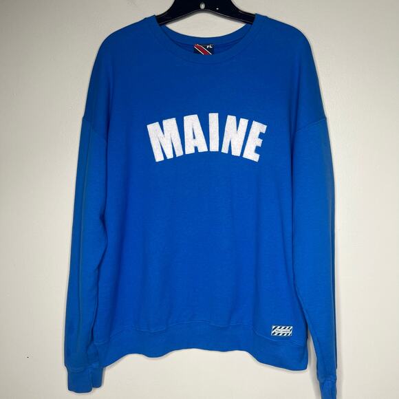 MAINE Pullover Sweatshirt Blue M/L Coastal Travel Crew Neck Nautical Preppy - Picture 1 of 11